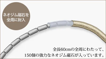150個のネオジム磁石を使用、強力な磁力で肩こりや血行を改善